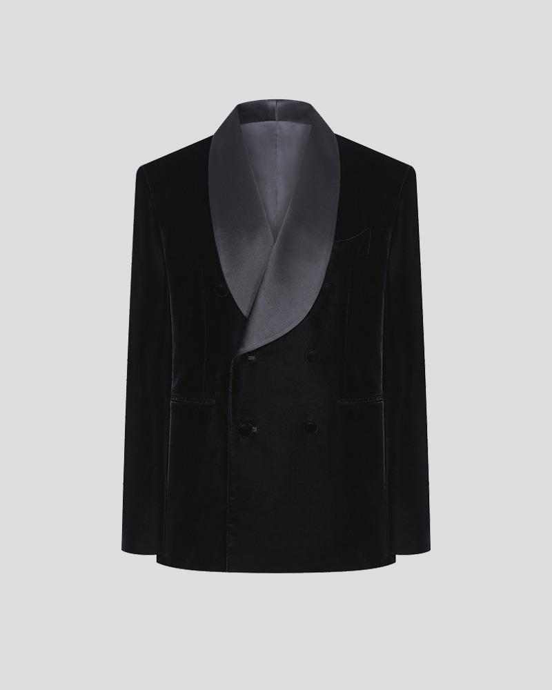 블랙 숄 라펠 벨벳 턱시도 재킷